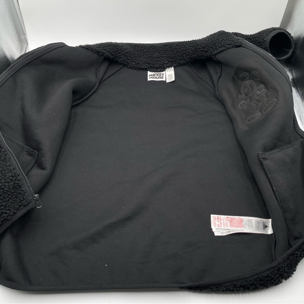 Disney Fleece Jacket Adult Large Black Mickey Mouse Full Zip Embroidered Lined - Picture 6 of 13